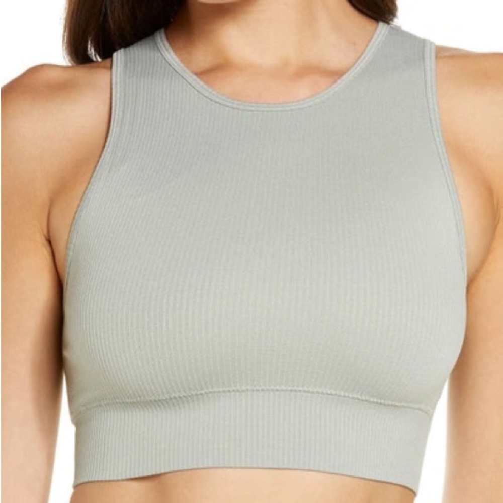 Skims Stretch Rib High Neck Bralette | Sea Haze
